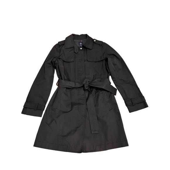 GAP Jackets & Coats Gap Classic Long Black Belted Trench Rain Coat